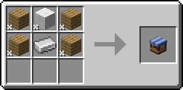 plank, wool, plank, plank, iron ingot, plank